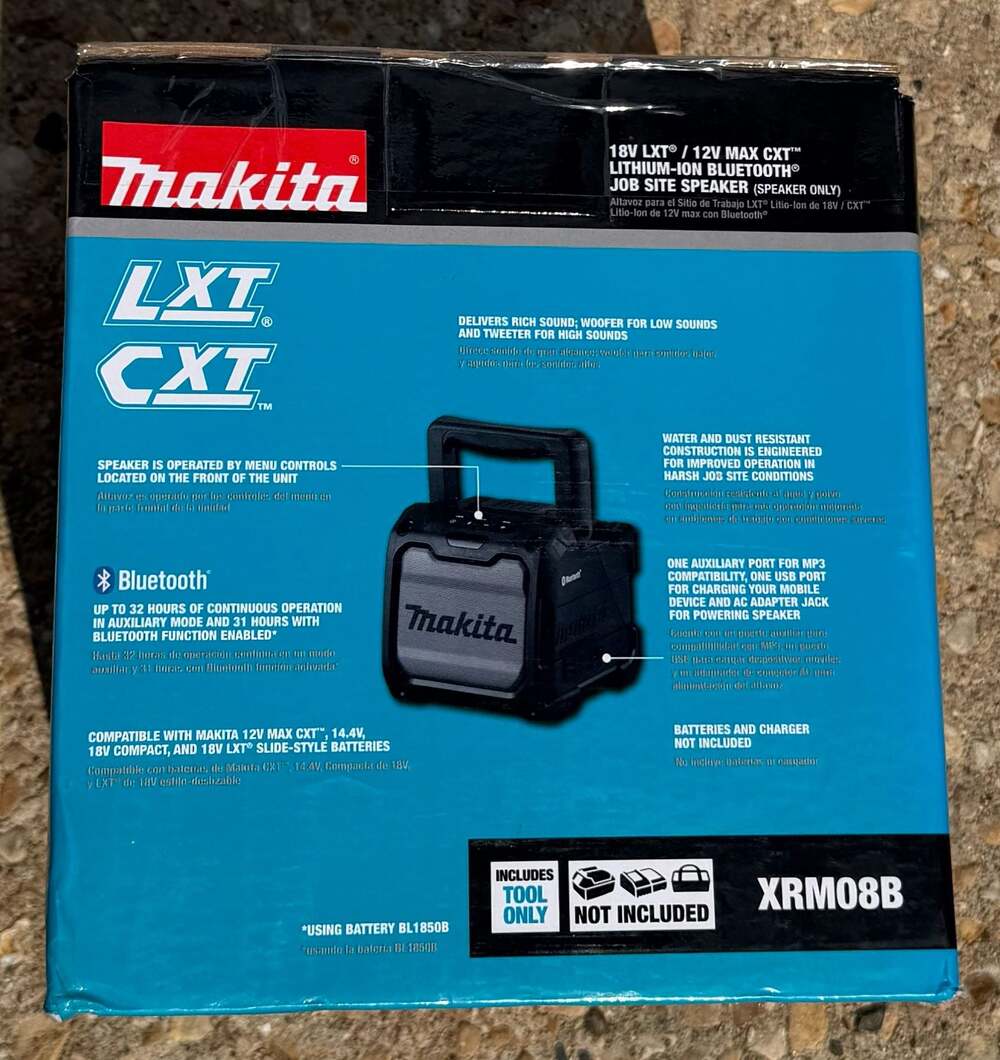 Makita XRM08B 18V LXT / 12V Max CXT Lithium-Ion Bluetooth Job Site Speaker